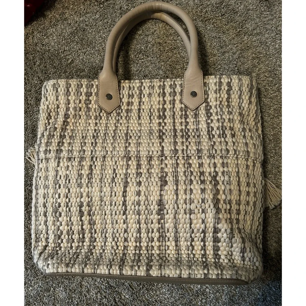 Sam Edelman Tori Tote Ivory Sequin Bag Beachy Boho Woven Drawstring Closure - Picture 11 of 11